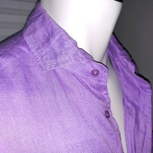 Natural Blue mens lilac purple linen shirt. Large